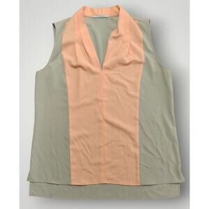 T Tahari Colorblock V-Neck Sleeve Blouse Beige/Peach Size M